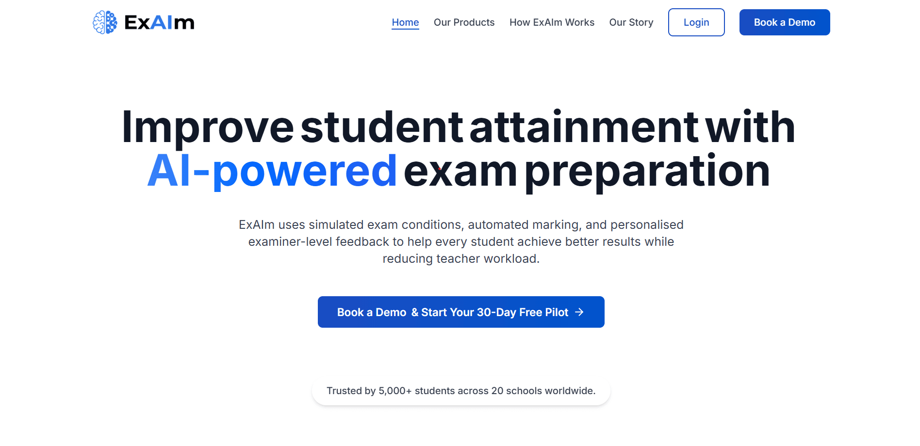 Exaim website screenshot